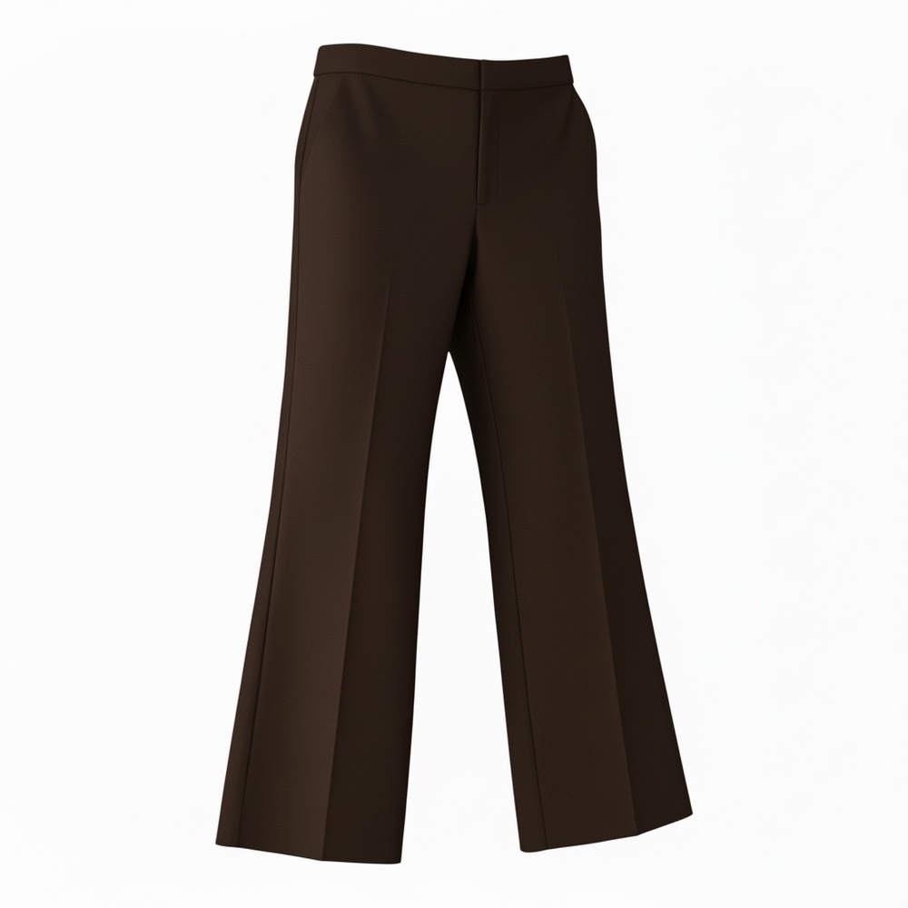 Eileen Fisher Dark Brown Wide-Leg Crepe Trousers with Elastic Waist - Size XS